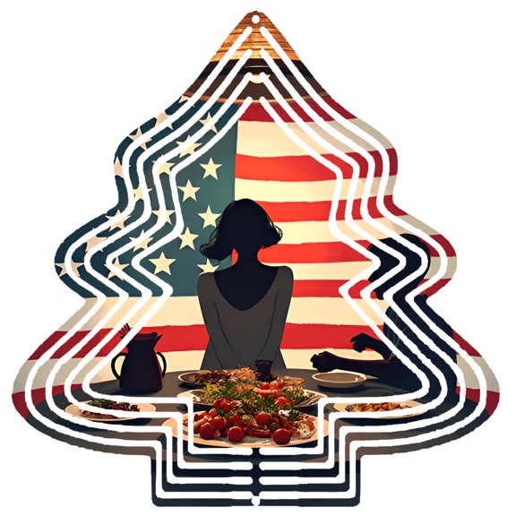 Metal Hanging Christmas Tree Wind Spinner - Festive Garden Decoration with Intricate Concentric Circle Design Perfect for Yard Display