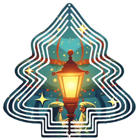 Metal Hanging Christmas Tree Wind Spinner - Festive Garden Decoration with Starry Design Perfect for Holiday Yard Decor