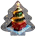 thumbnail image 1 of Metal Hanging Christmas Tree Wind Spinner - Festive Green & Gold Design with Stars & Ribbons Perfect for Yard & Garden Decor, 1 of 6