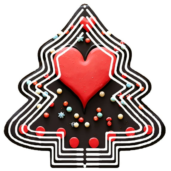 Metal Hanging Christmas Tree Wind Spinner - Festive Heart - Shaped Design with Colorful Candy Accents for Garden and Yard Decor