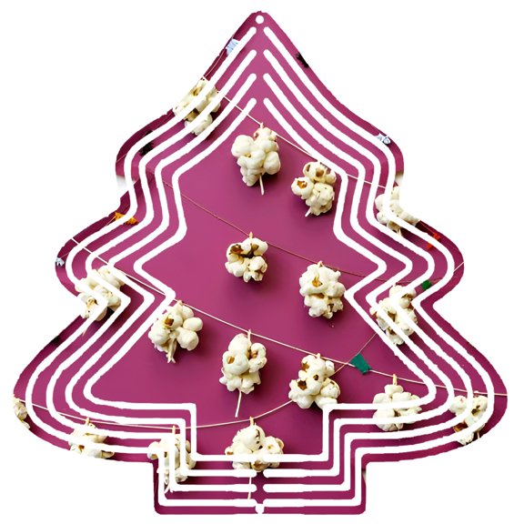 Metal Hanging Christmas Tree Wind Spinner - Festive Popcorn Design for Yard & Garden Decor Playful Holiday Vibes