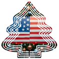 thumbnail image 1 of Metal Hanging Christmas Tree Wind Spinner - Festive White Line Design with American Flag Accents for Yard and Garden Decor, 1 of 7