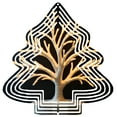 thumbnail image 1 of Metal Hanging Christmas Tree Wind Spinner - Illuminated Trunk & Branches with Layered Concentric Lines - Festive Garden Decor, 1 of 7