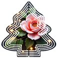 thumbnail image 1 of Metal Hanging Christmas Tree Wind Spinner - Intricate Floral Design with Pink Flower & Green Leaves Festive Garden Decor, 1 of 7