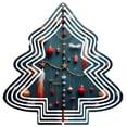 thumbnail image 1 of Metal Hanging Christmas Tree Wind Spinner - Modern Abstract Design with Concentric Circles Red Baubles & Gold Accents for Garden Decor, 1 of 7