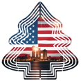 thumbnail image 1 of Metal Hanging Christmas Tree Wind Spinner - Patriotic Design with American Flag Fireworks & Cityscape for Yard & Garden Decor, 1 of 7