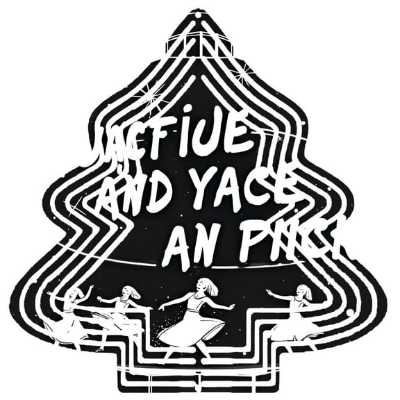 Metal Hanging Christmas Tree Wind Spinner - Spiral Design with Ballet Dancers Festive Garden Decoration for Holiday Spirit