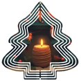 thumbnail image 1 of Metal Hanging Christmas Tree Wind Spinner - Stylish Concentric Line Design for Festive Garden Decor - Perfect for Holiday Cheer, 1 of 7