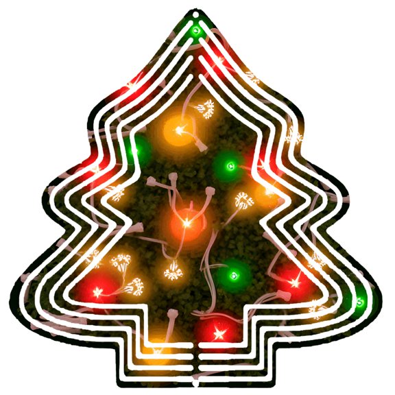 Metal Hanging Christmas Tree Wind Spinner - Stylish Design with Colorful Ornaments & Star Perfect for Yard & Garden Decor