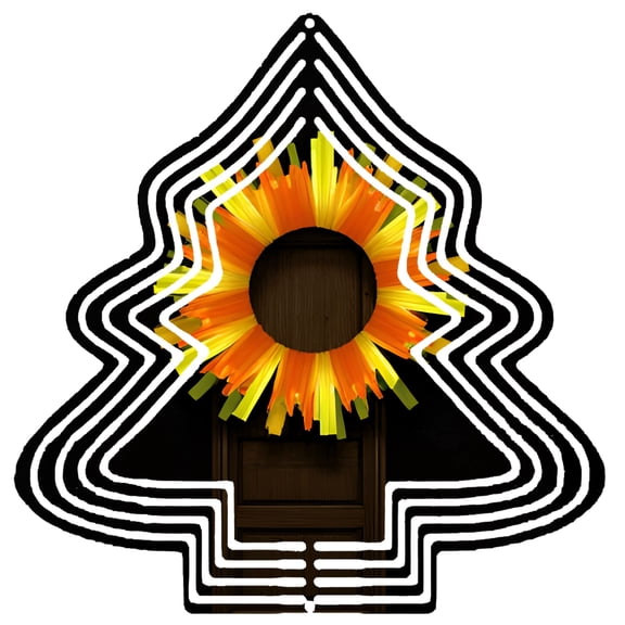 Metal Hanging Christmas Tree Wind Spinner - Vibrant Design with Spiral Pattern - Decorative Garden Decor for Yard