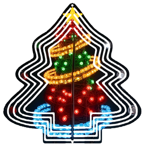 Metal Hanging Christmas Tree Wind Spinner - Vibrant Spiral Design for Garden & Yard Decor Colorful Holiday Display