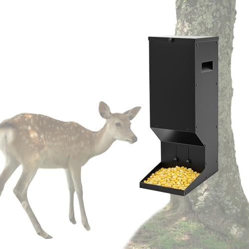 Metal Hanging Deer Feeder Automatic Gravity Deer Feeder Dispensers Steel Box with Water Filter Feeds Protein and Corn Hanging or Wall Mount for Field or Farm,10 Gallons Capacity$$Other