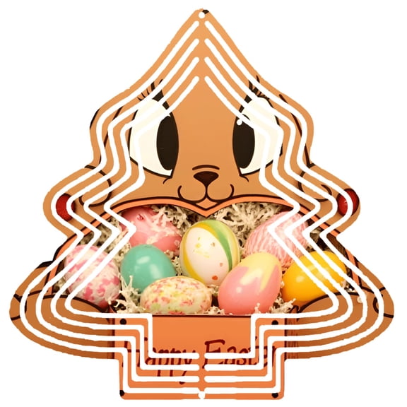 Metal Hanging Easter Tree Ornament - Colorful Egg Design with Cartoon Face Perfect for Garden Spinners and Yard Decorations