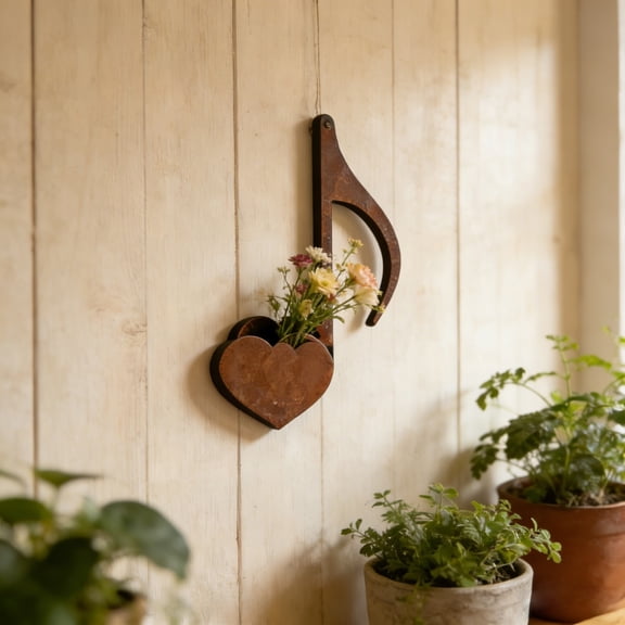 Metal Hanging Flower Pot Wall Decor - Durable Iron Heart-Shaped Pot, Rust-Resistant Coating, Easy Mounting, Wall Decor Perfect for Garden, Yard, Patio, Balcony & Porch Decor to Display Flowers