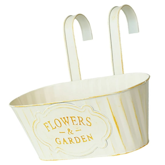 Metal Hanging Flower Pots for Railing Fence Planter Box with Detachable Hooks Drainage Holes for Outdoor Plant Balcony
