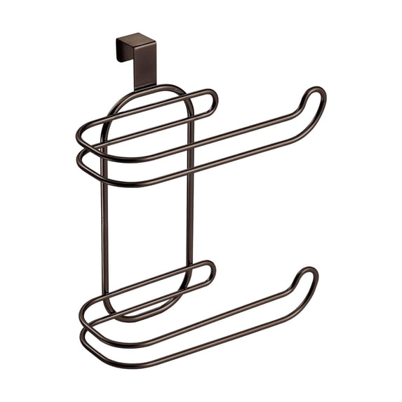 Metal Hanging Over The Tank Toilet Tissue Paper Roll Holder and Dispenser for Bathroom Storage Space Saving - Holds 2 Rolls Toilet Tissues (Black)