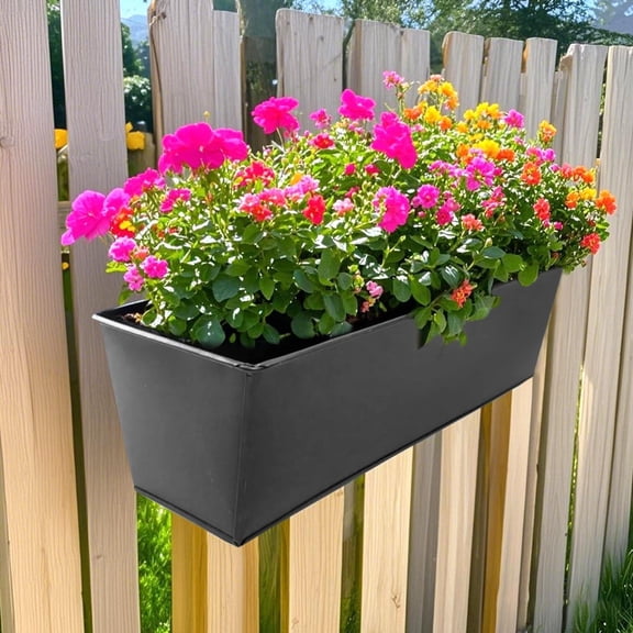 Metal Hanging Planter Black Box Over The Railing Outdoor Patio Garden Herb Garden Planting Container