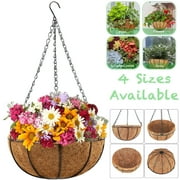 Metal Hanging Planters Basket Hanging Flower Pots with Chain Round Wire Plant Holder with Coco Coir Liner Garden Watering Hanging Baskets for Patio Garden Outdoor,14in