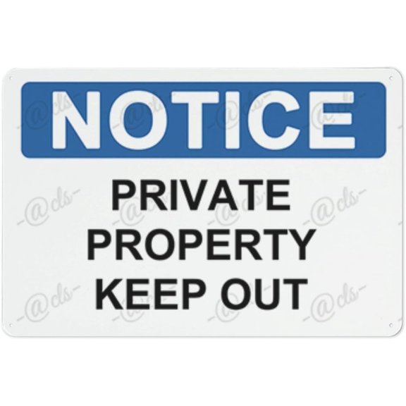 Metal Hanging Plate Horizontal PRIVATE PROPERTY KEEP OUT, Waterproof, Fade and Scratch Resistant, safety signs, equipment Warning signs, etc - NOTICE SIGN Style 20x30cm
