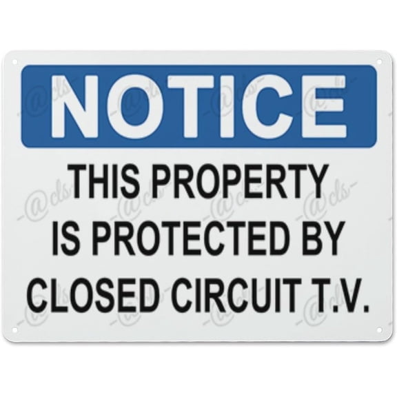 Metal Hanging Plate Horizontal THIS PROPERTY IS PROTECTED BY CLOSED CIRCUIT T.V, Rust Free With 4 Pre-drilled Holes Waterproof, Fade and Scratch Resistant - NOTICE SIGN Style 30x40cm