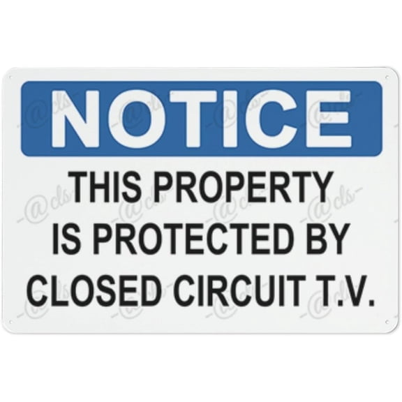 Metal Hanging Plate Horizontal THIS PROPERTY IS PROTECTED BY CLOSED CIRCUIT T.V, Waterproof, Fade and Scratch Resistant, safety signs, equipment Warning signs, etc - NOTICE SIGN Style 20x30cm