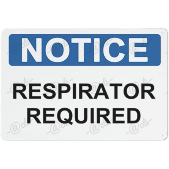 Metal Hanging Plate Horizontal RESPIRATOR REQUIRED, Waterproof, Fade and Scratch Resistant, safety signs, equipment Warning signs, etc - NOTICE SIGN Style 20x30cm