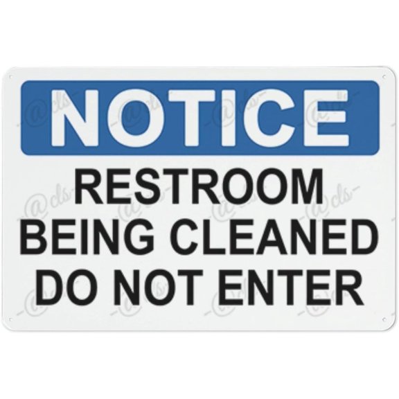 Metal Hanging Plate Horizontal RESTROOM BEING CLEANED DO NOT ENTER, Waterproof, Fade and Scratch Resistant, safety signs, equipment Warning signs, etc - NOTICE SIGN Style 20x30cm