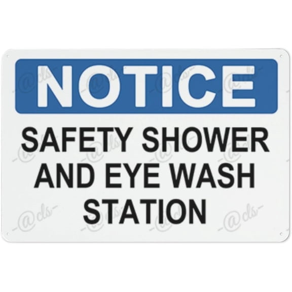 Metal Hanging Plate Horizontal SAFETY SHOWER AND EYE WASH STATION, Rust Free With 4 Pre-drilled Holes Waterproof, Fade and Scratch Resistant - NOTICE SIGN Style 20x30cm