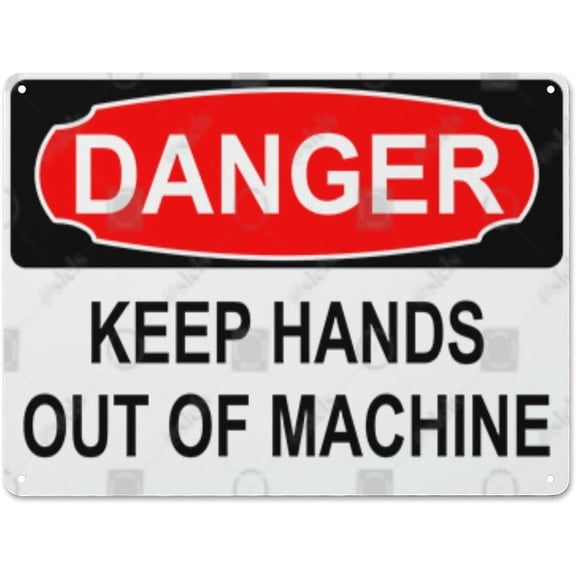 Metal Hanging Plate Horizontal Sign KEEP HANDS OUT OF MACHINE, Waterproof, Fade and Scratch Resistant, safety signs, equipment Warning signs, etc - DANGER SIGN Style 30x40cm