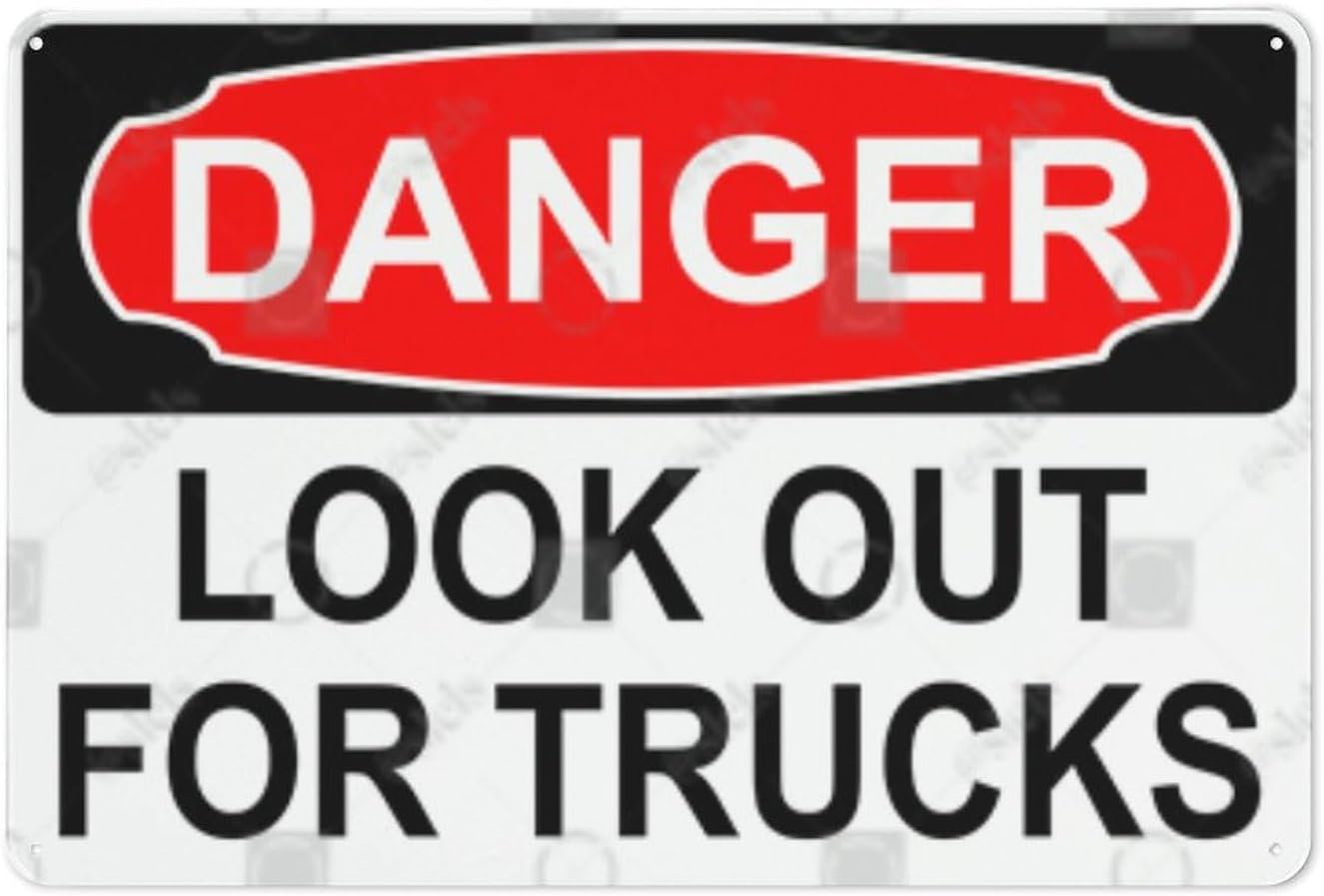 Metal Hanging Plate Horizontal Sign LOOK OUT FOR TRUCKS, Waterproof ...