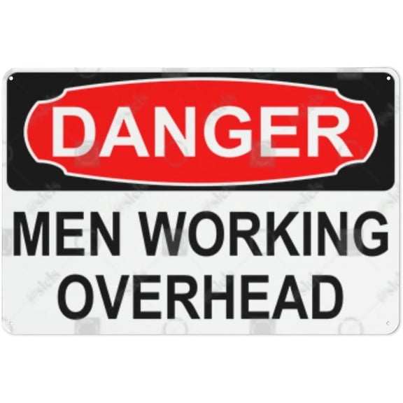 Metal Hanging Plate Horizontal Sign MEN WORKING OVERHEAD, Waterproof, Fade and Scratch Resistant, safety signs, equipment Warning signs, etc - DANGER SIGN Style 20x30cm