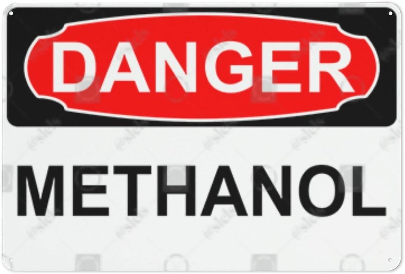Metal Hanging Plate Horizontal Sign METHANOL, Rust Free With 4 Pre ...