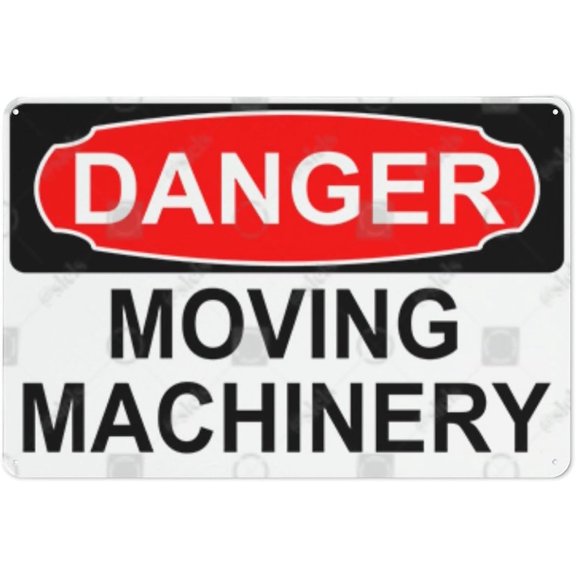 Metal Hanging Plate Horizontal Sign MOVING MACHINERY, Rust Free With 4 Pre-drilled Holes Waterproof, Fade and Scratch Resistant - DANGER SIGN Style 20x30cm