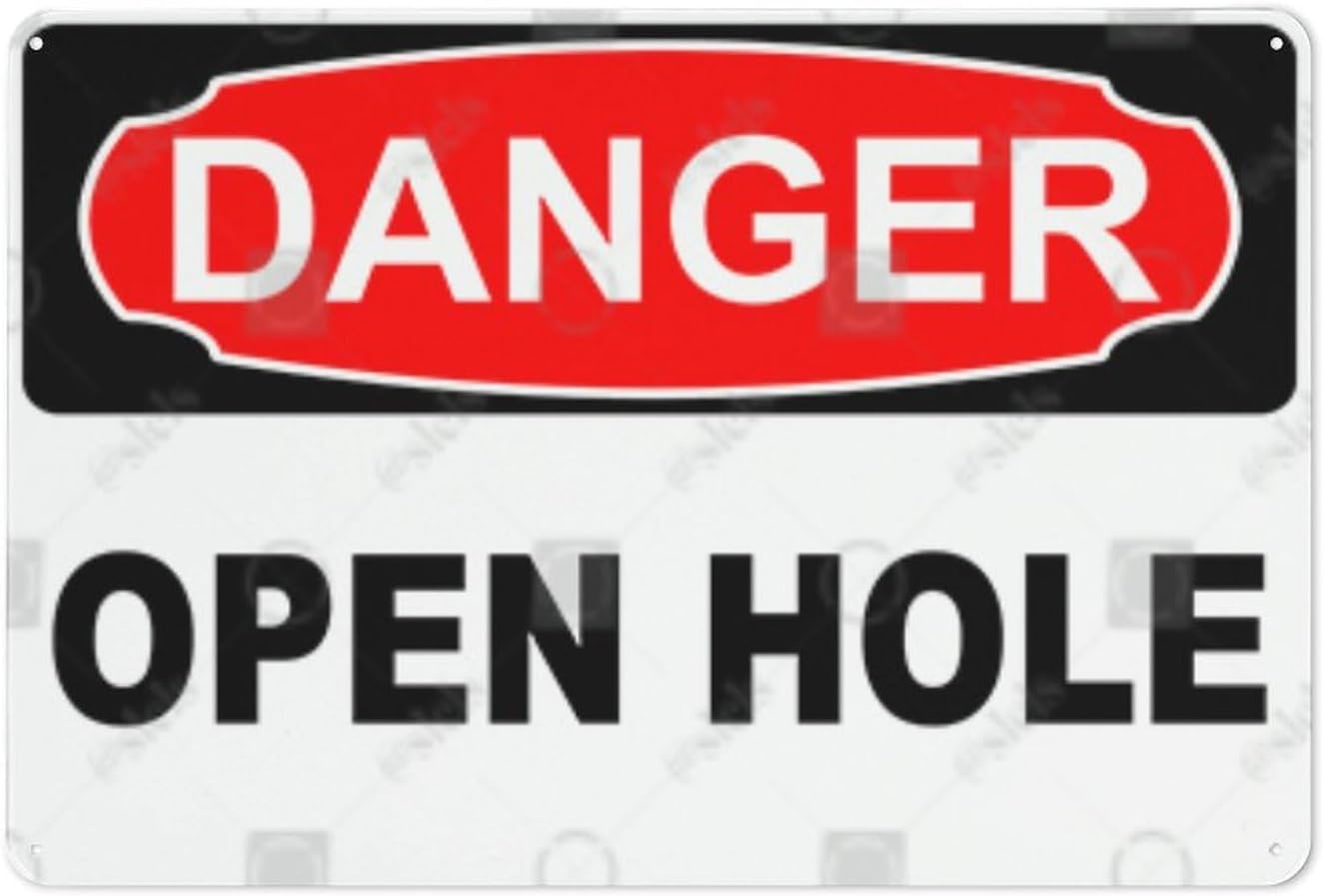 Metal Hanging Plate Horizontal Sign OPEN HOLE, Waterproof, Fade and ...