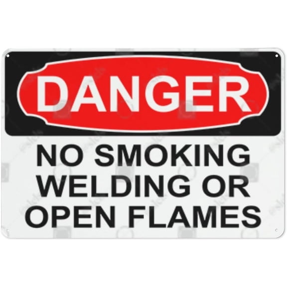 Metal Hanging Plate Horizontal Sign NO SMOKING WELDING OR OPEN FLAMES, Waterproof, Fade and Scratch Resistant, safety signs, equipment Warning signs, etc - DANGER SIGN Style 20x30cm