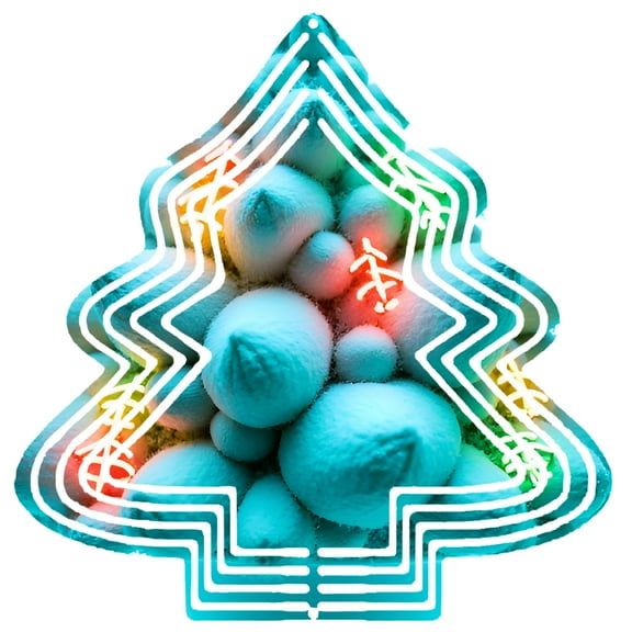 Metal Hanging Tree-Shaped Wind Decorations - Vibrant Frosty Blue & Green Pattern Festive Garden Spinners for Yard Decor