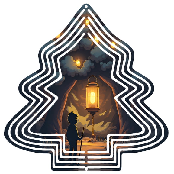 Metal Hanging Tree-Shaped Wind Decorations - Whimsical Garden Spinners with Geometric Patterns for Yard and Outdoor Decor