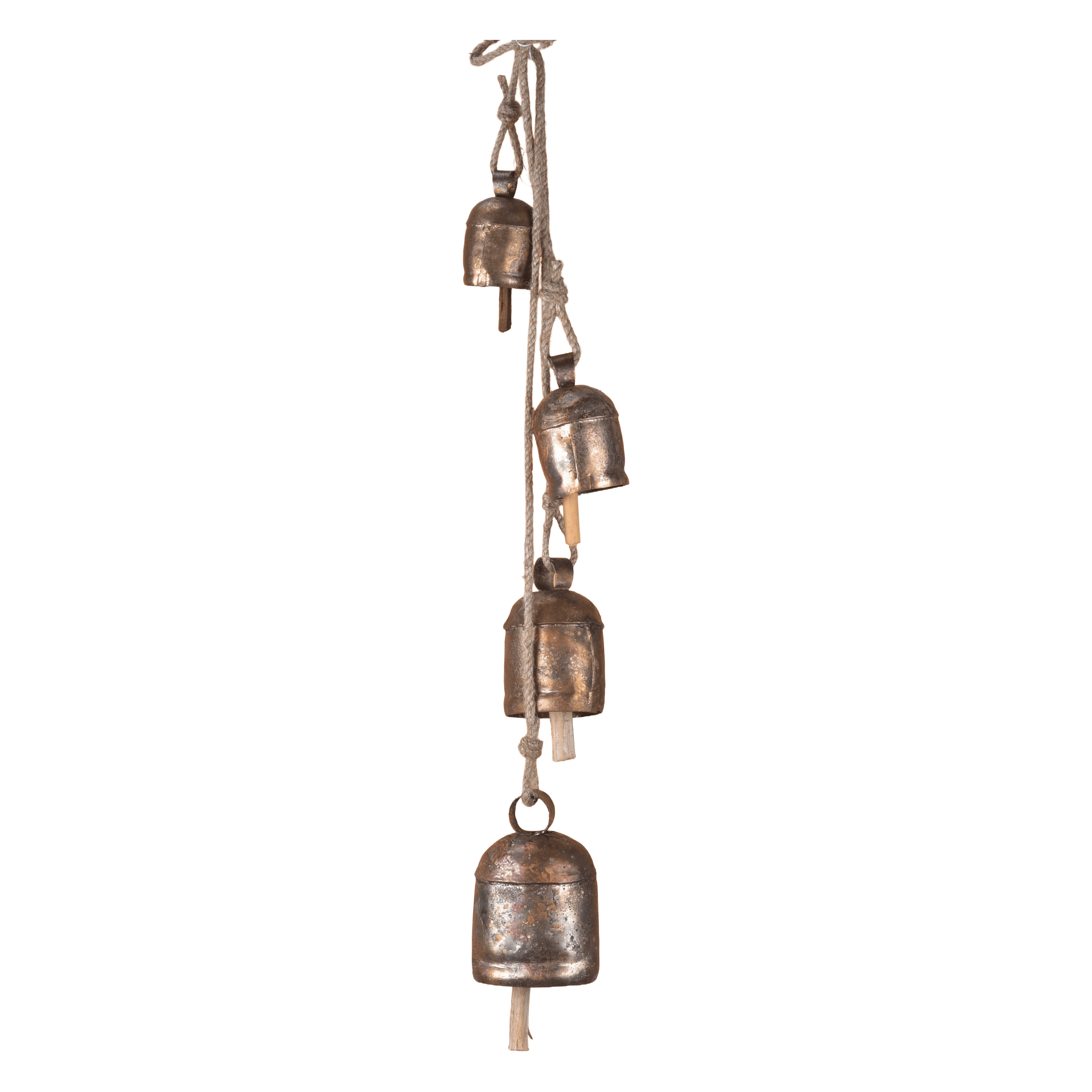 Vivanta Metal Hanging Wind Chimes & Decorative Bells for Outside – Rustic Gold Finish Tibetan Bells & Jingle Bells for Door Knob, Hanging Bells for Door | Yard Outdoor & Christmas Bells 25 inch