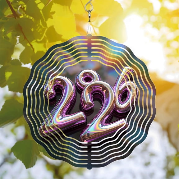 Metal Hanging Wind Spinner with Concentric Waves & Shiny ' 226 ' Design - Colorful Garden Wind Chime for Depth & Movement