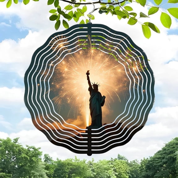 Metal Hanging Wind Spinner with Spiral Vortex Design Silhouette - Perfect for Yard & Garden Decor