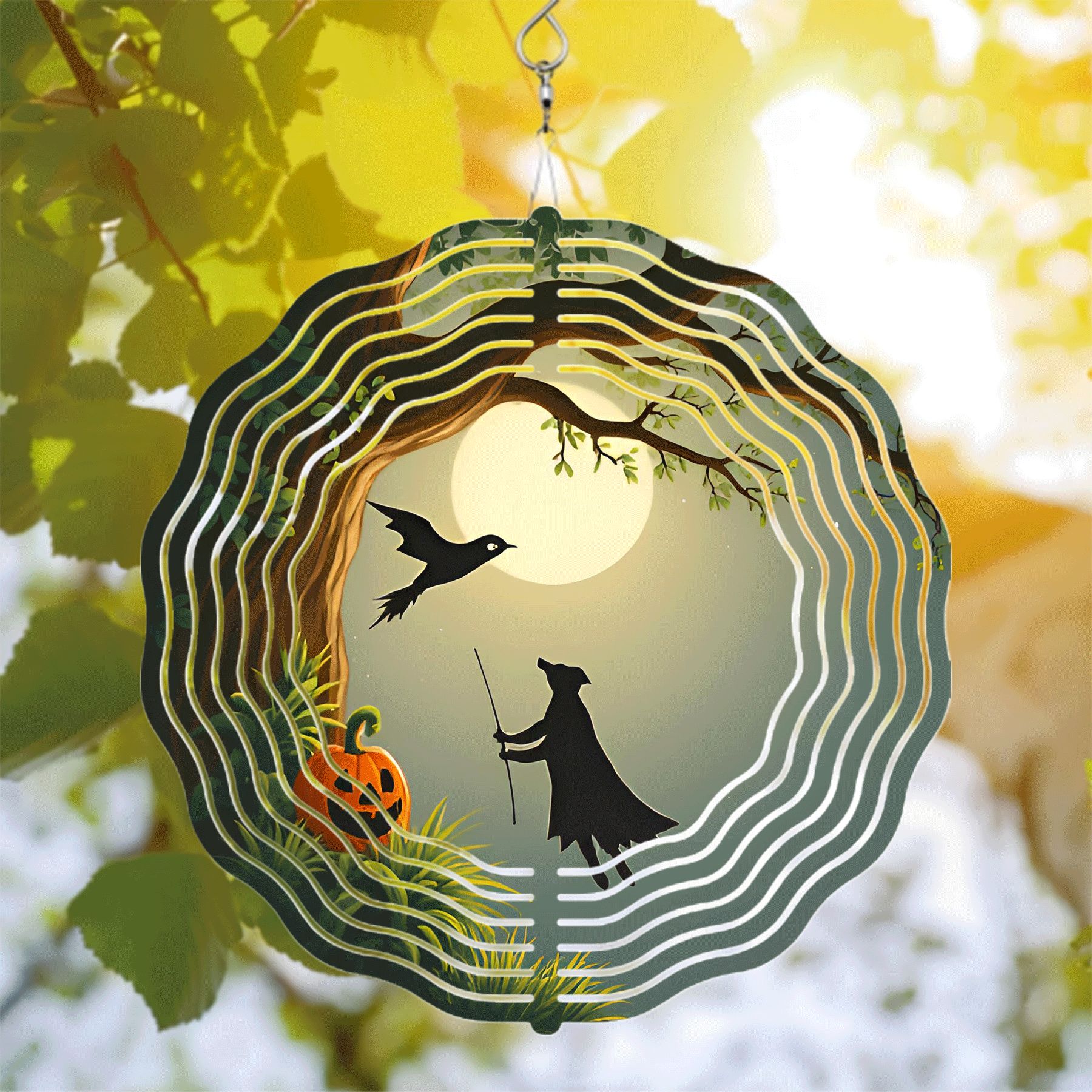 Metal Hanging Wind Spinner with Spiral Vortex Design - Whimsical Garden ...