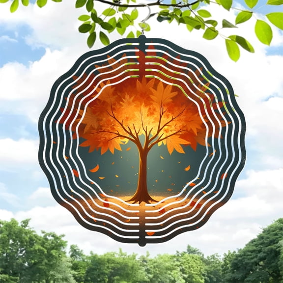 Metal Hanging Wind Spinners & Chimes - Artistic Circular Patterns for Vibrant Yard & Garden Decor Perfect Autumn Vibes