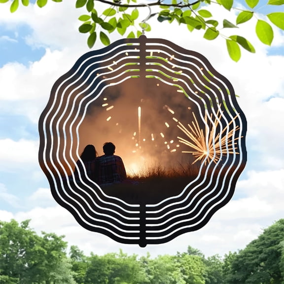 Metal Hanging Wind Spinners & Chimes - Circular Sound Wave Design for Yard & Garden - Stunning Fireworks Effect in Motion