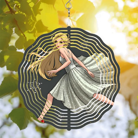 Metal Hanging Wind Spinners & Chimes - Dynamic Circular Patterns for Yard & Garden Decor - Sparkling Silver Design Motion & Energy