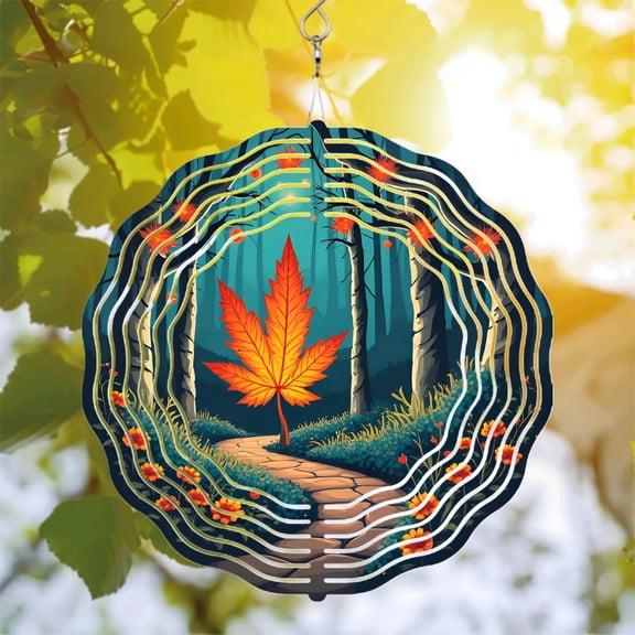 Metal Hanging Wind Spinners & Chimes - Elegant Autumn Leaf Design for Yard & Garden Decor Perfect for Tranquil Outdoor Spaces