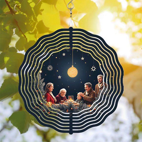 Metal Hanging Wind Spinners & Chimes - Elegant Concentric Wave Design for Yard & Garden Decor - Festive Holiday Vibes