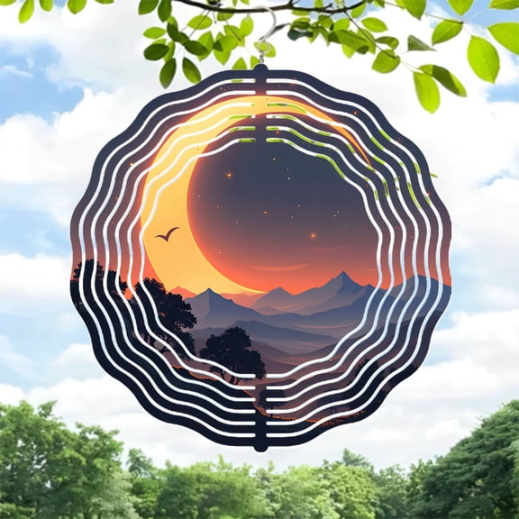 Metal Hanging Wind Spinners & Chimes - Elegant Garden Decor with Celestial Moon & Star Patterns Perfect for Serene Outdoor Spaces