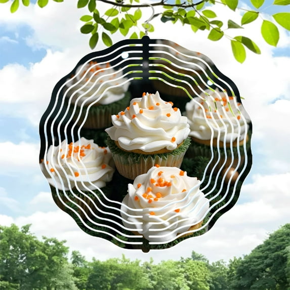 Metal Hanging Wind Spinners & Chimes for Yard & Garden - Artistic Wavy Design with Colorful Patterns Perfect Outdoor Decor