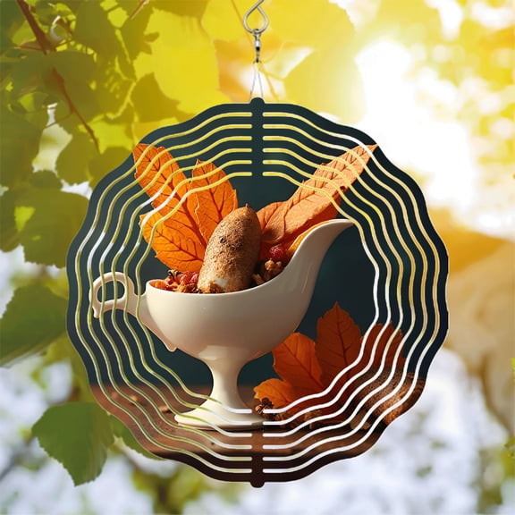 Metal Hanging Wind Spinners & Chimes for Yard & Garden - Elegant Concentric Circular Patterns Perfect for Autumn Decor