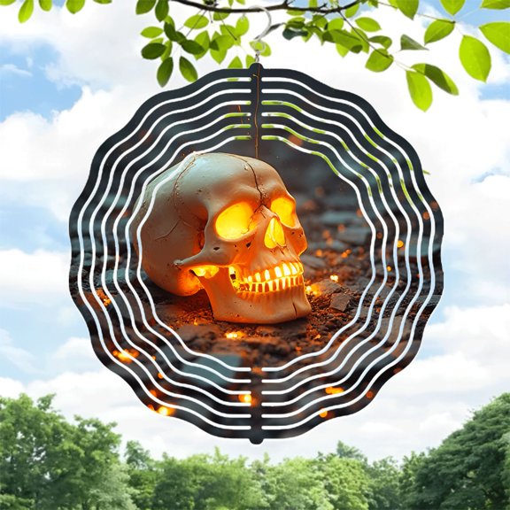 Metal Hanging Wind Spinners & Chimes for Yard & Garden - Mesmerizing Concentric Wave Pattern Design Eerie Glow Effect